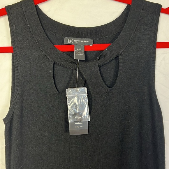 I.N.C.🆕 Black Knit Sleeveless A-Line nightfall Dress Keyhole Cutouts Sz. PS NWT - Picture 4 of 11